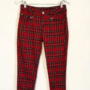 Tripp NYC Banned Alternative Punk Red Plaid Skinny Pants